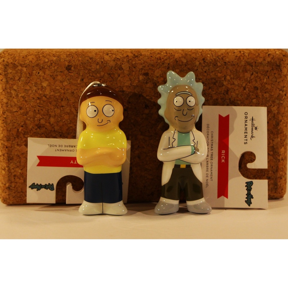 Hallmark Rick and Morty   Decoupage Christmas Tree Ornaments lot of 2 New. ( F)